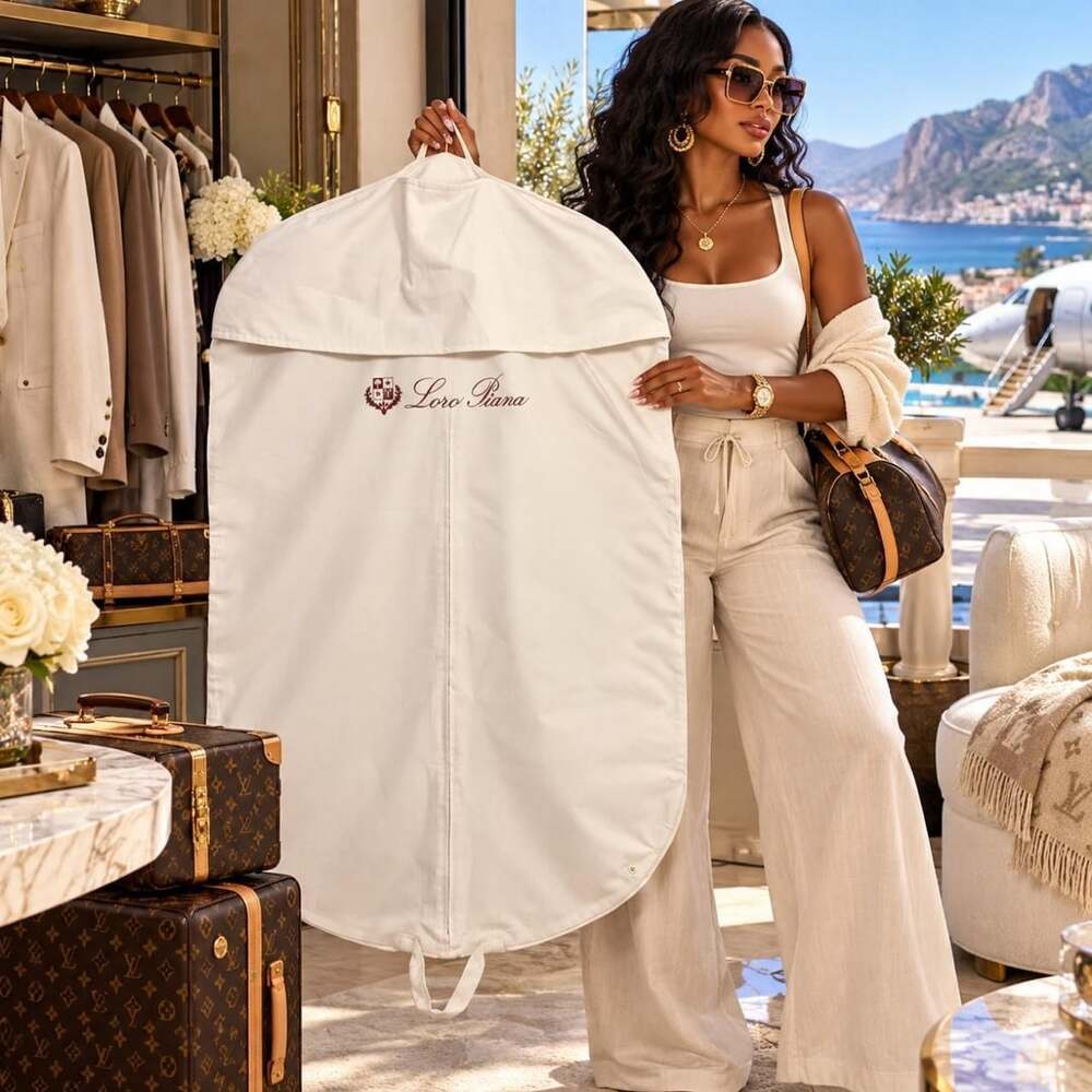 Loro Piana White Cotton Travel Garment Bag NWOT